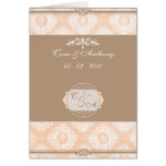 Pink Victoria Damask wedding thank you card