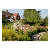 Pink View Across Pond To House flowers cards
