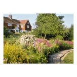 Pink View Across Pond To House flowers Personalized Invites
