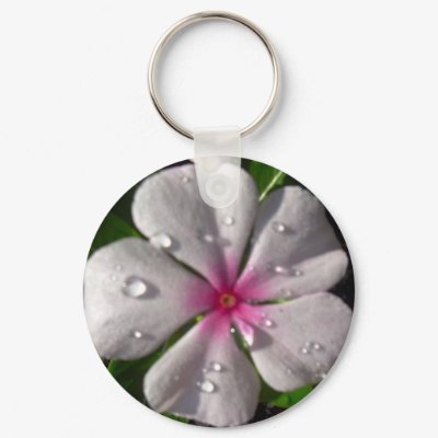 Pink Vinca Flower KeyChain by phoenix864
