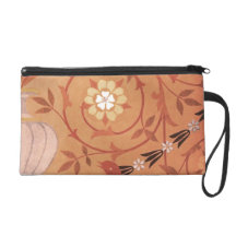 Pink Vine and Vase Textile Wristlet Purse