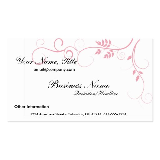 Pink Vine Business Cards (front side)