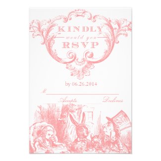 Pink Alice in Wonderland Wedding Invitations