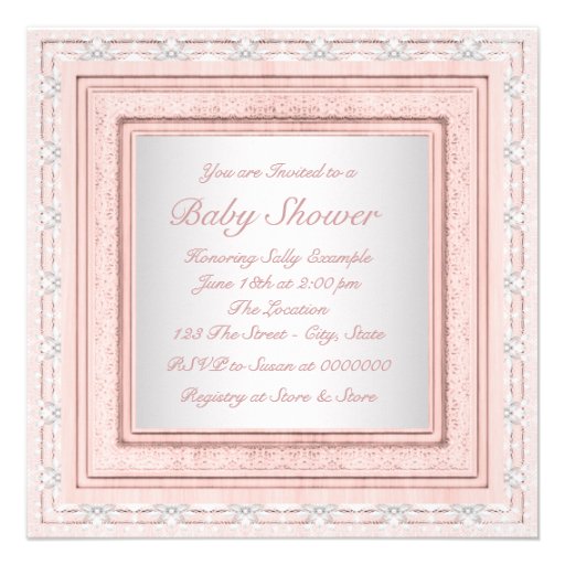 Pink Vintage Baby Girl Shower Invitations