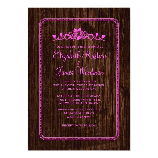 Pink Vintage Barn Wood Wedding Invitations