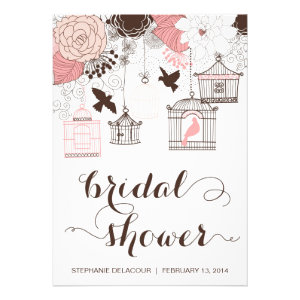 Pink Vintage Birdcage Bridal Shower Invitation