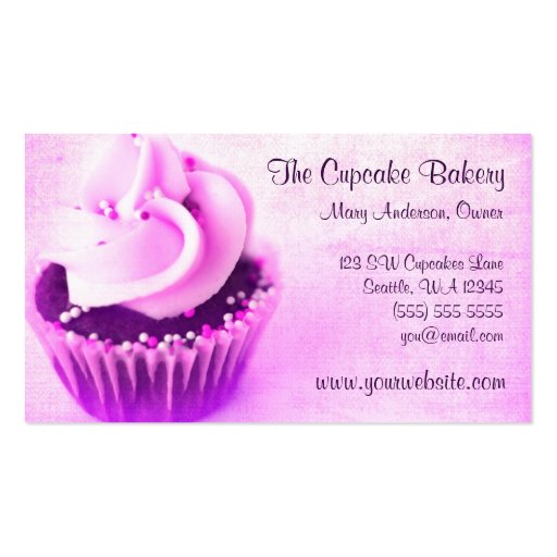 Pink Vintage Cupcake Sprinkles Business Cards