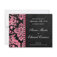 Pink Vintage Damask Lace Save the Date invitation