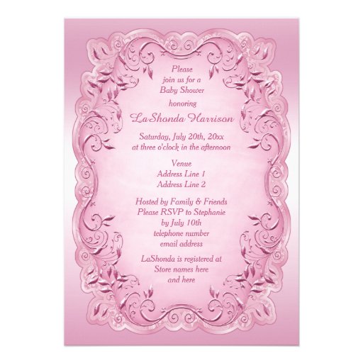 Pink Vintage Ethnic Princess Baby Shower Custom Announcements