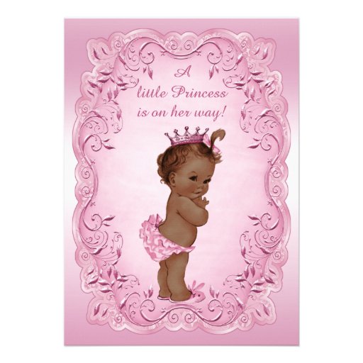 Pink Vintage Ethnic Princess Baby Shower Custom Announcements