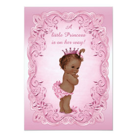 Pink Vintage Ethnic Princess Baby Shower 5x7 Paper Invitation Card