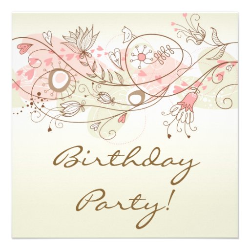Pink Vintage Floral Feminine Birthday Invitations