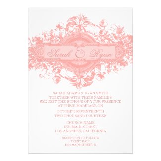 Pastel Pink Wedding Invitations | Vintage Floral