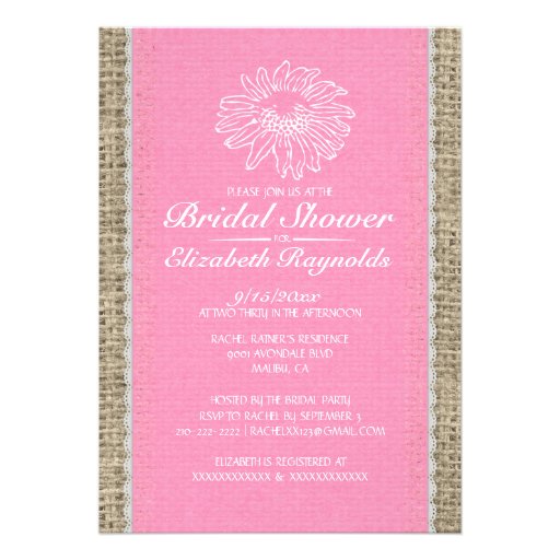Pink Vintage Lace Bridal Shower Invitations