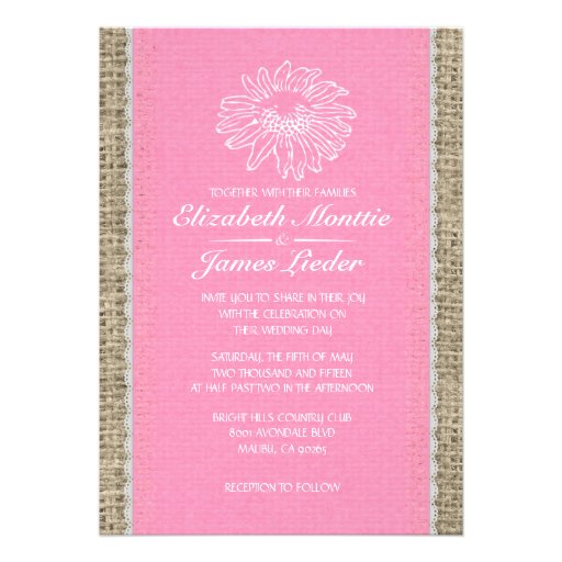 Pink Vintage Lace Wedding Invitations