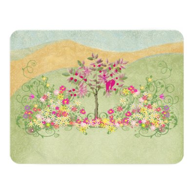 Pink Vintage Love Bird Flower Swirl Wedding RSVP Personalized Invitation