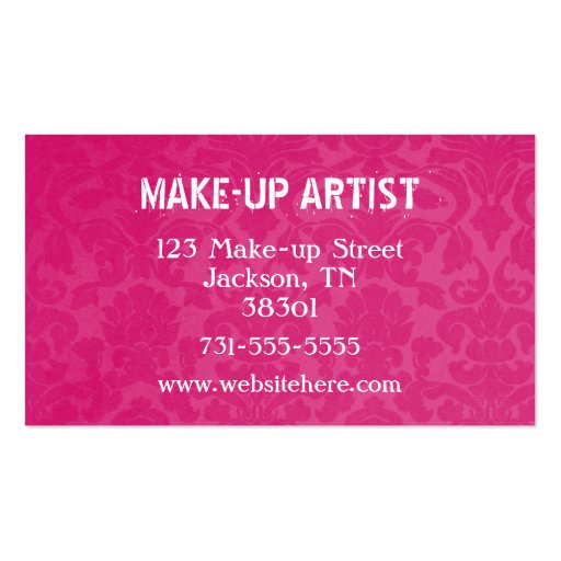 Pink Vintage  Make-up Artist Business Cards (back side)