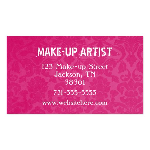 Pink Vintage  Make-up Artist Business Cards (back side)