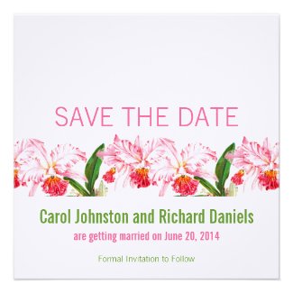 Pink Vintage Orchids Save the Date Cards