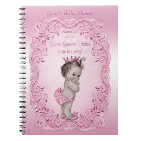 Pink Vintage Princess Baby Shower Guest Book Notebook