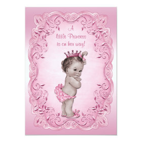 Pink Vintage Princess Baby Shower 5x7 Paper Invitation Card
