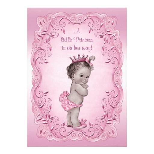 Pink Vintage Princess Baby Shower Invites (front side)