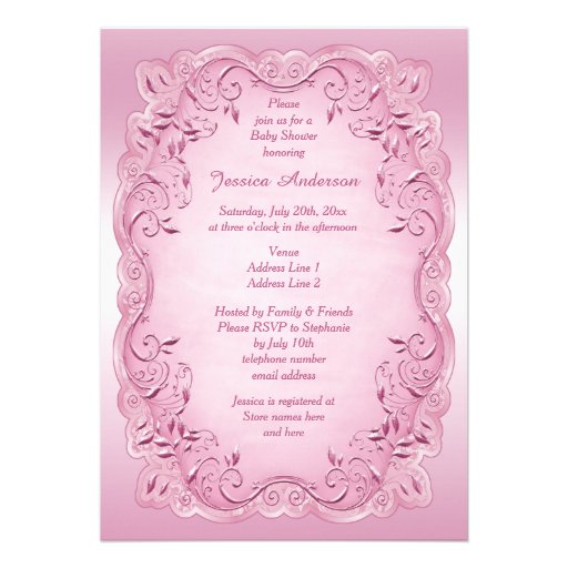 Pink Vintage Princess Ballerina Baby Shower Personalized Invitations