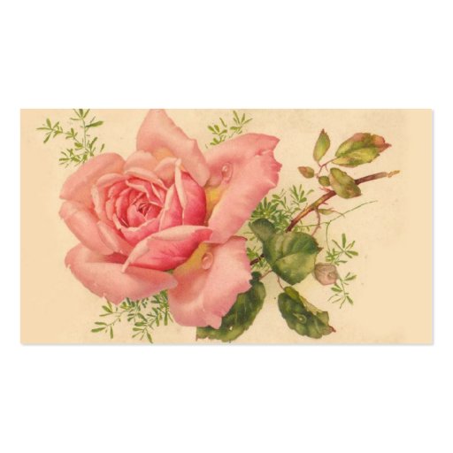Pink Vintage Rose Business Card (front side)