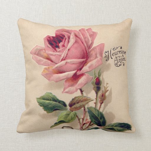 Pink Vintage Rose Pillows Zazzle