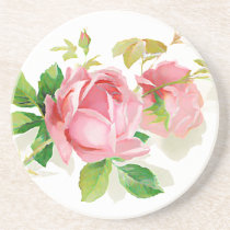 Pink vintage roses coasters