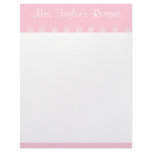 Pink Vintage Stripes Recipe Cards Letterhead Design