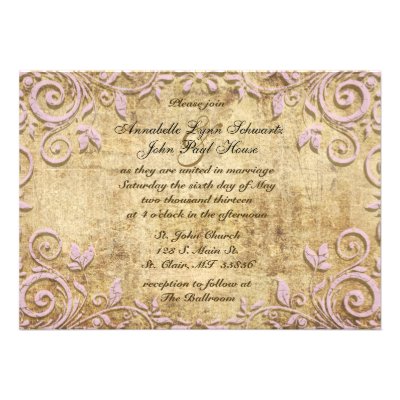 Pink Vintage Wedding Invitation