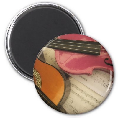 Pink Violin and Guitar Fridge Magnet by lollypopgirrrl
