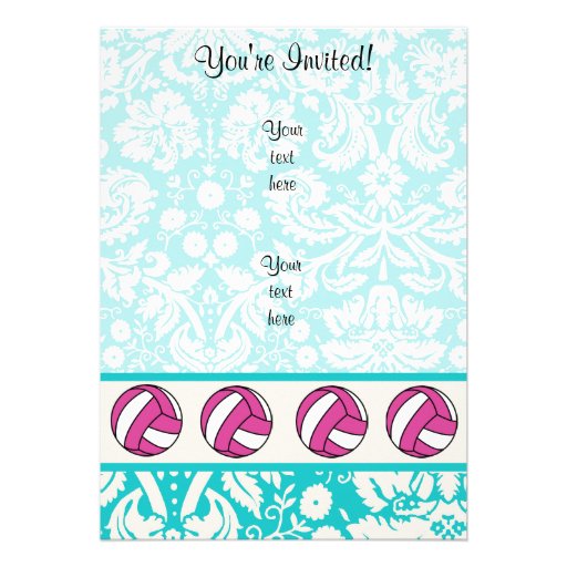Pink Volleyball; Damask Pattern Announcements