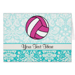Pink Volleyball; Damask Pattern Cards