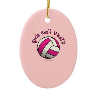 Pink Volleyball Christmas Ornament