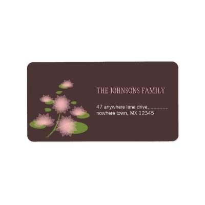 Pink Water Lily Elegant Contemporary Wedding Custom Address Labels