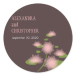 Pink Water Lily Elegant Simple Save The Date Weddi Round Stickers