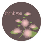 Pink Water Lily Elegant Simple Thank You Favor Round Stickers