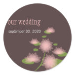 Pink Water Lily Elegant Simple Wedding Announcemen Stickers