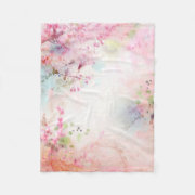 Pink Watercolor Floral arty paint splatters splats pretty Fleece Blanket