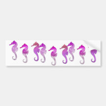 Pink Watercolor Seahorses Bumper Sticker