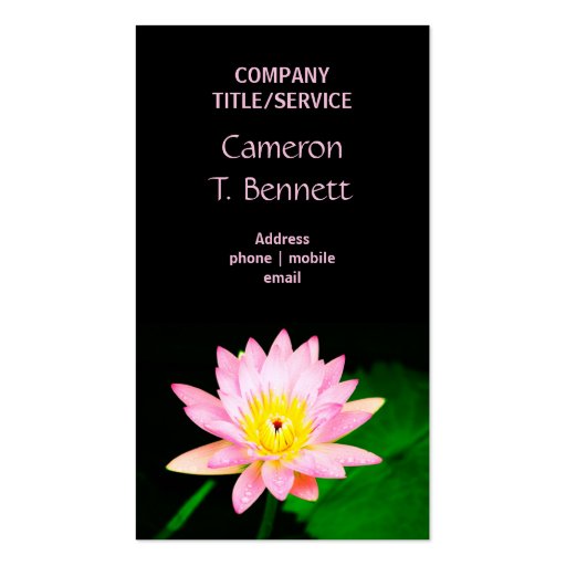 Pink Waterlily Business Card (front side)