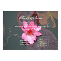 pink waterlily flower RSVP wedding invitation Personalized Announcement