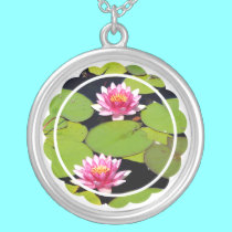 Pink Waterlily Necklace by Artists4God Pink Waterlily Necklace