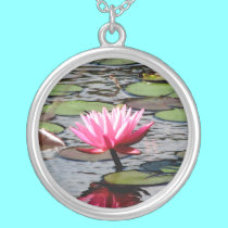 " Pink Waterlily " Sterling Silver Necklace by Artists4God " Pink Waterlily " Sterling Silver Necklace