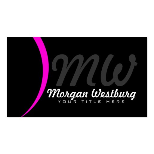 Pink Wave Professional Monogram Business Cards (front side)