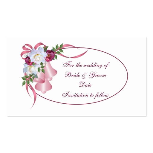 Pink Wedding Bells - Save the Date Business Cards (back side)