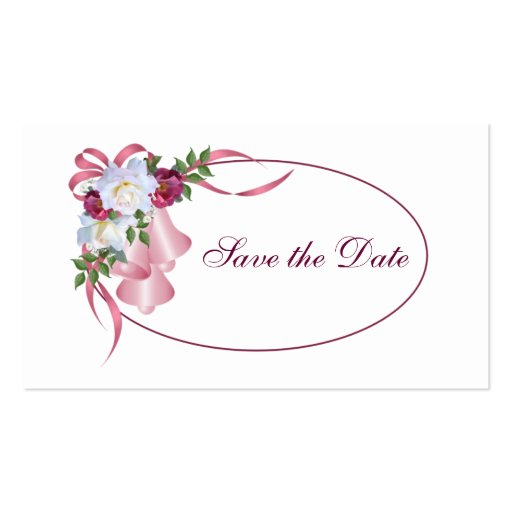 Pink Wedding Bells - Save the Date Business Cards (front side)