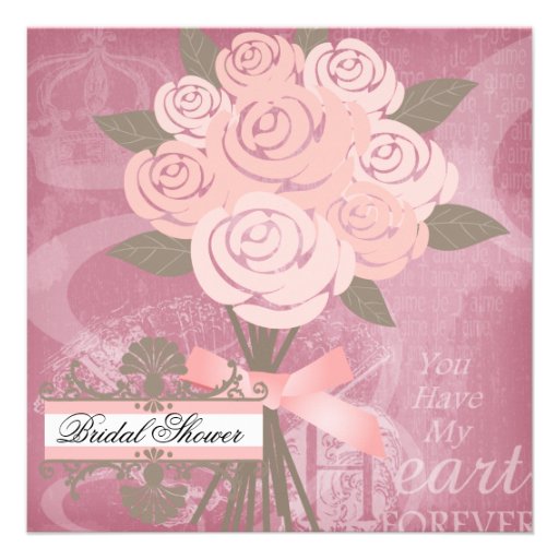 Pink Wedding Bouquet Bridal Shower Invitation